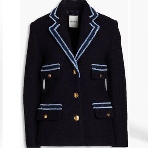 Sandro Women's Noella Navy Blue Blazer with Light Blue Trim